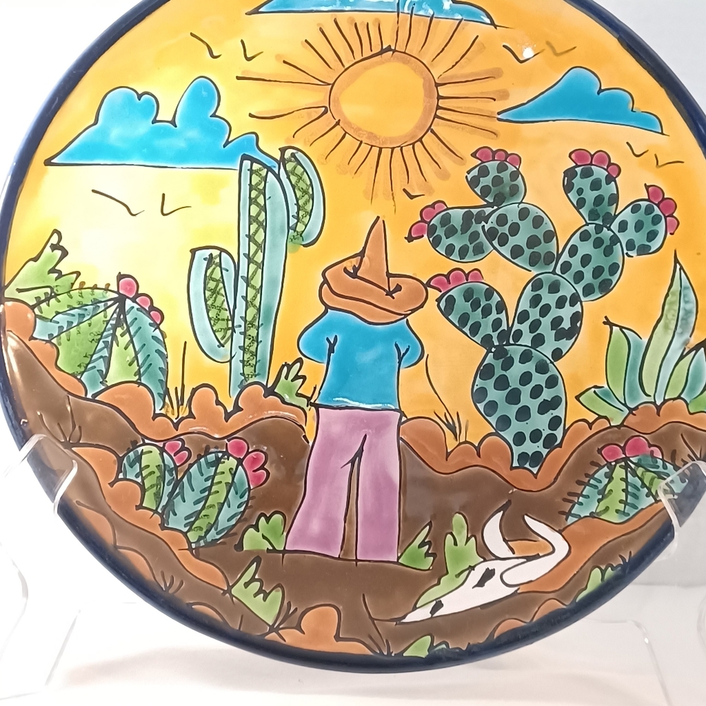 Talavera Mexican Pottery Plate 11.75" Artisan Hand Painted, Signed, Lead-Free - Picture 7 of 7